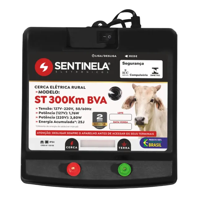 Eletrificador Cerca Elétrica Rural 300km Super Turbo Bivolt 127v-220v, 50/60hz