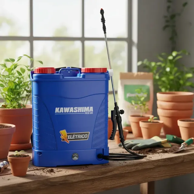 Pulverizador Costal À Bateria 20 L Kawashima Azul Para Aplicação Agrícola