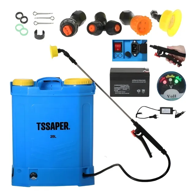 Bomba Veneno Pulverizador Elétrico Costal Bateria 20litros Azul