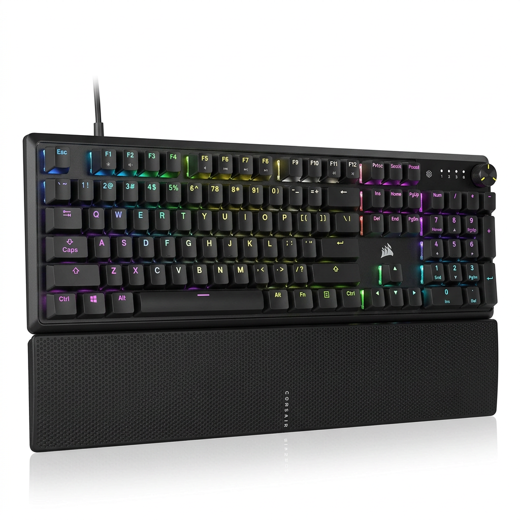 Corsair Teclado mecânico para jogos K70 Core RGB com apoio para as mãos - Teclas lineares vermelhas MLX pré-lubrificadas