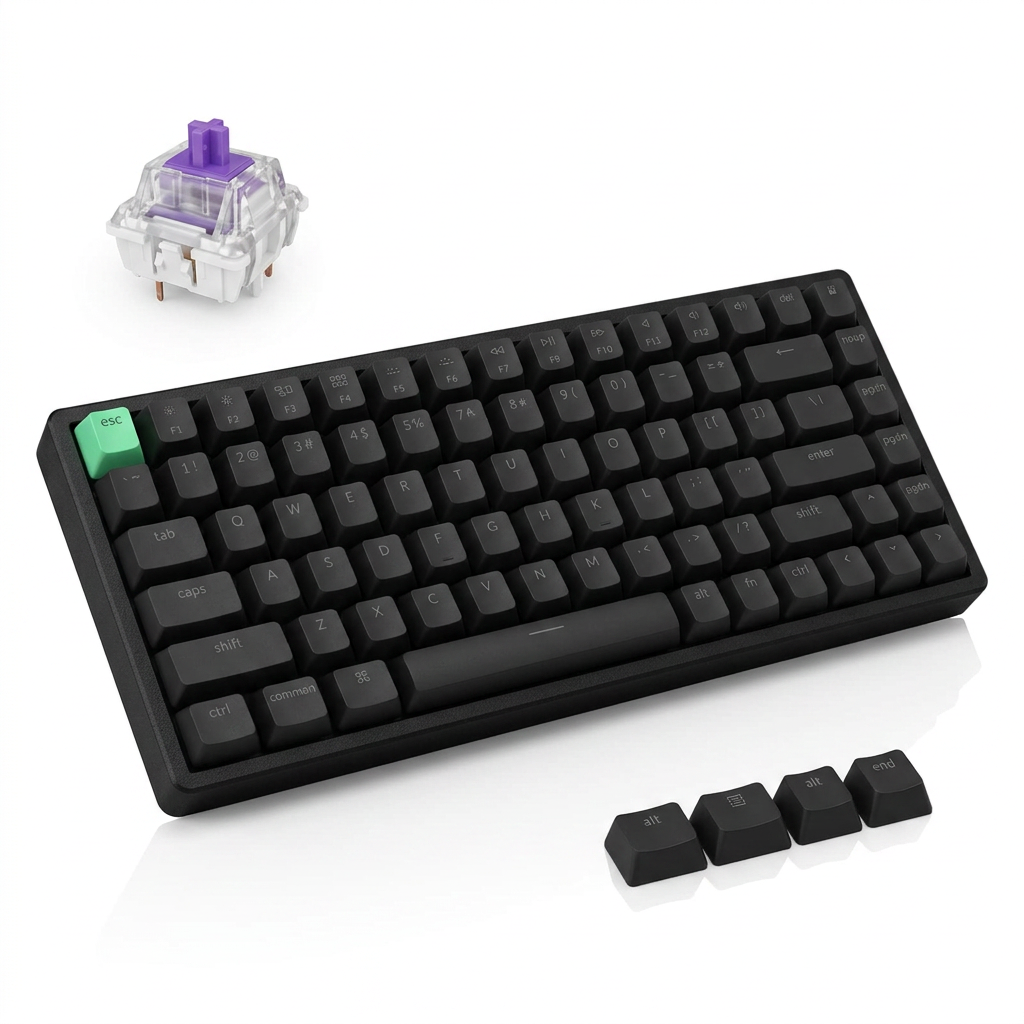 Keychron K2 HE Teclado magnético sem fio, 2,4 Ghz/Bluetooth/USB-C, RGB, Hot-Swap, QMK/Via, Gateron Magnetic Switch Nebula, Standard Edition preto