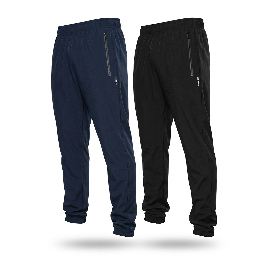 Kit 2 Calça Masculina Tactel Com Elastano Bolsos Com Zíper Preto | Azul Lisa Gg