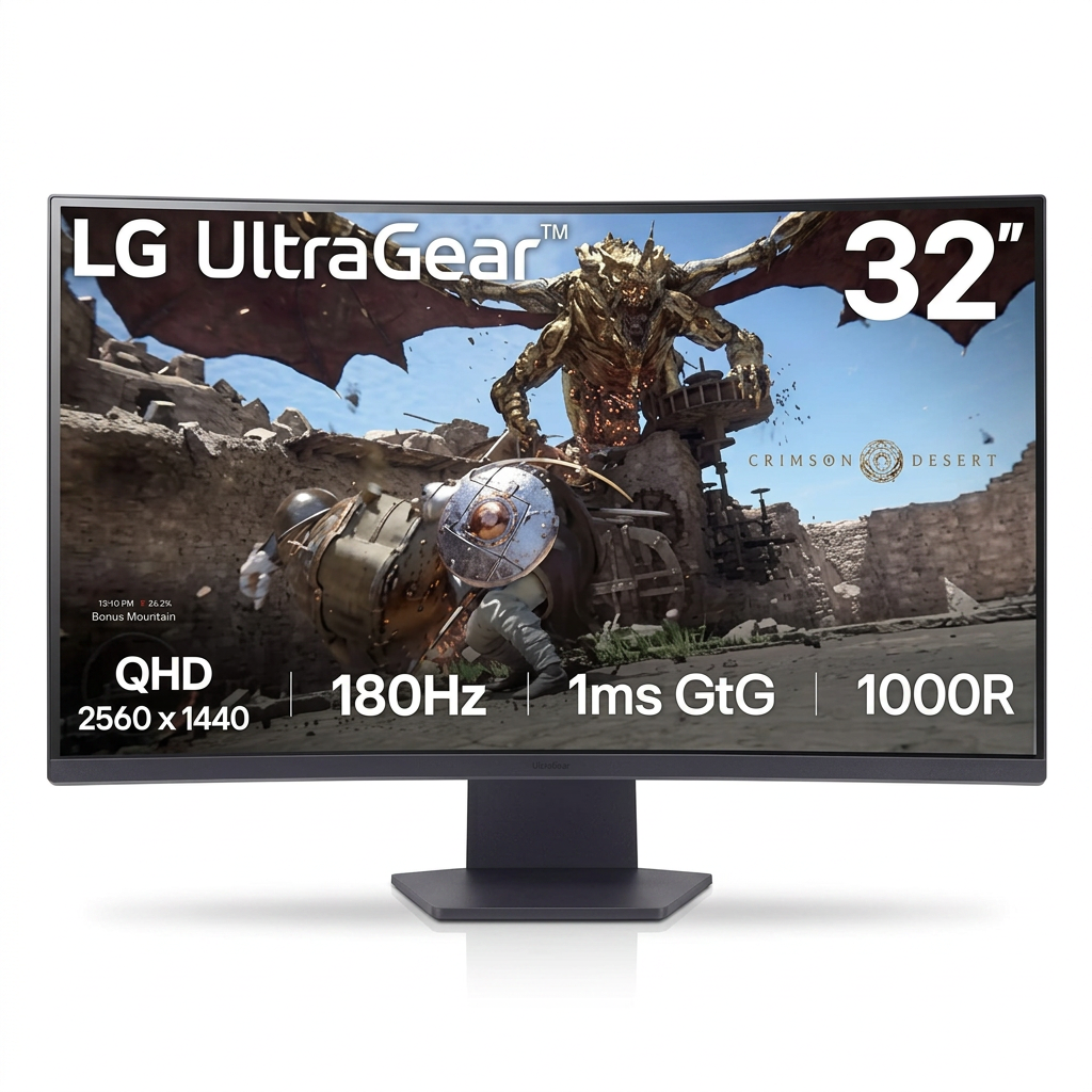 LG Monitor Gamer Curvo Ultragear 32Gs60Qc-B De 32 Polegadas Qhd (2560X1440) 180Hz 1Ms 1000R Amd Freesync Hdr10 Hdmix2 Displayport Preto