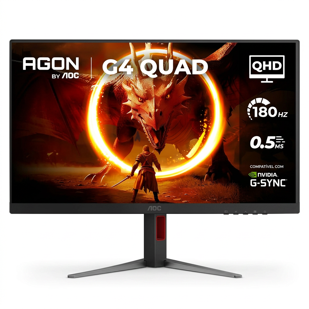 Monitor Gamer AOC AGON QUAD 27" QHD 180Hz 0.5ms IPS HDR10 Base Ajustável Q27G4F