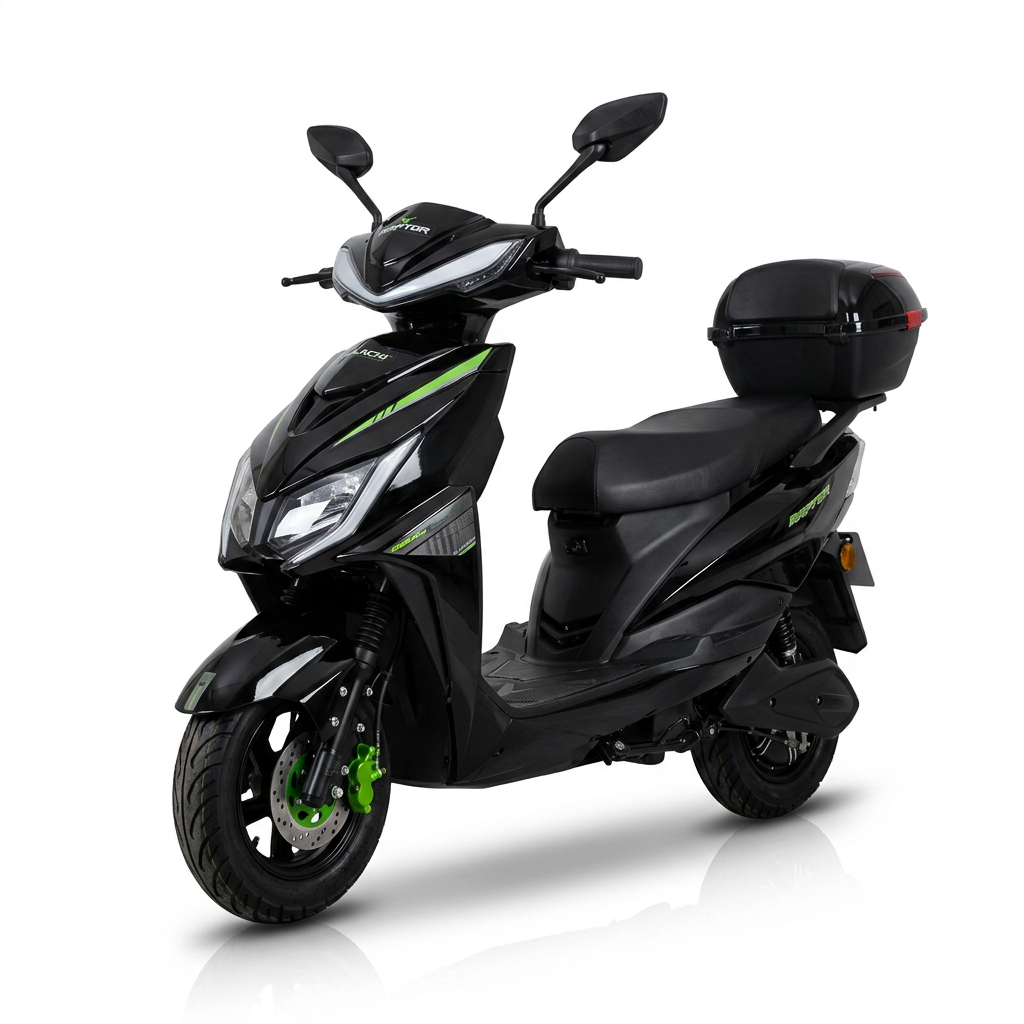 Scooter Eletrica Raptor Preto 1000w Até 2000w 55km + Bau Preto