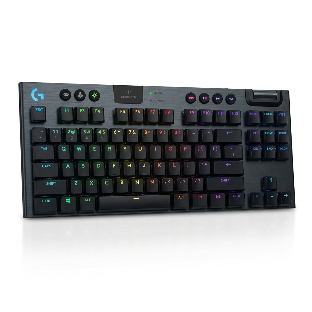 Teclado Mecânico Gamer Sem Fio Logitech G915 X LIGHTSPEED com Design TKL, RGB LIGHTSYNC, USB ou Bluetooth, Switch GL Tactile - Preto