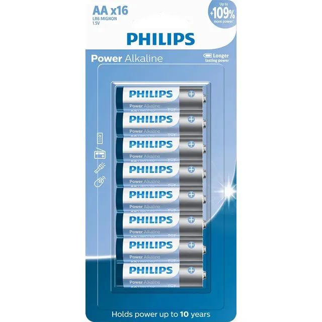 16 Pilhas Bateria Aa Pequena 2a Alcalina Philips 1 Cartela
