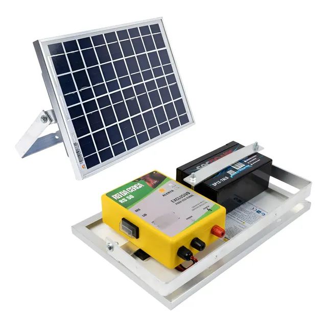 Eletrificador Solar Cerca Elétrica Rural 50km Com Bateria 12v