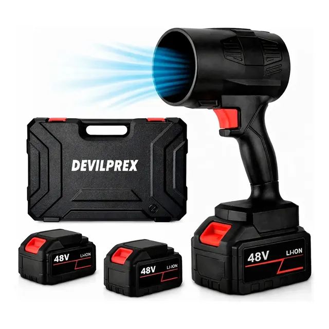 Soprador De Ar Portátil 800w 48v Com 2 Baterias + Maleta Devilprex Bateria Recarga Preto 127/220v