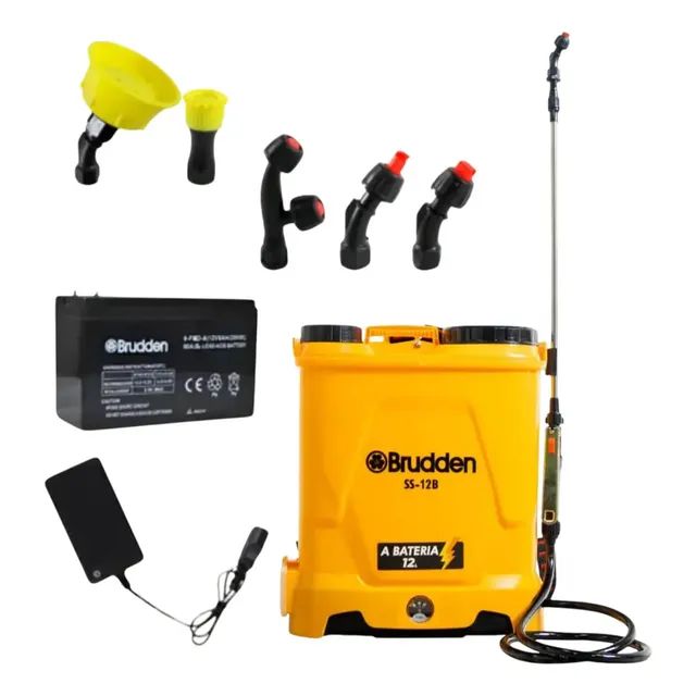 Pulverizador Costal Elétrico Brudden Ss-12b 12l Bateria 10h 5 Bicos Amarelo