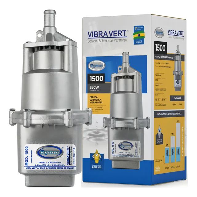 Bomba Submersa P/poço Vibra Vert Rymer 1500 Cinza 220v