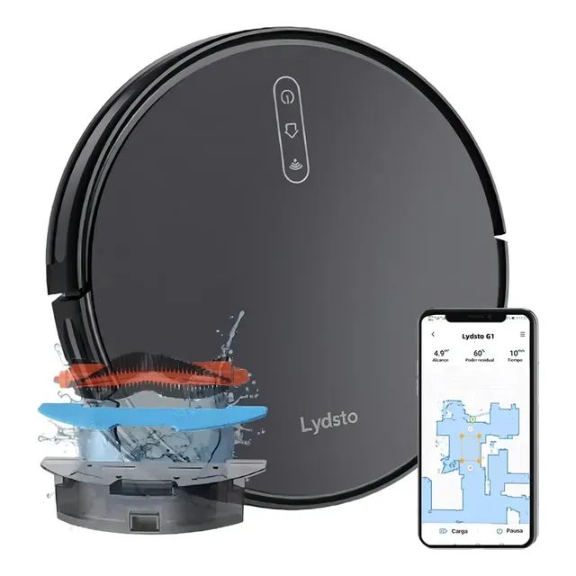 Robô Aspirador De Pó Inteligente Passa Pano Lydsto G1 Limpeza 3 Em 1 Compatível Xiaomi Home App Preto 127/220v