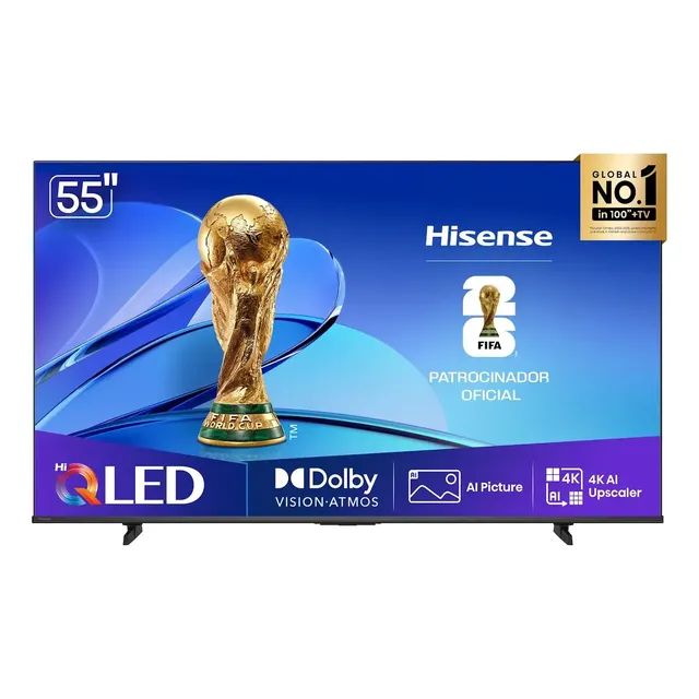 Smart Tv Hisense Hi-qled 4k 55 Polegadas Com Dolby Vision, Dolby Gaming, Alexa E Google - 55q6qv