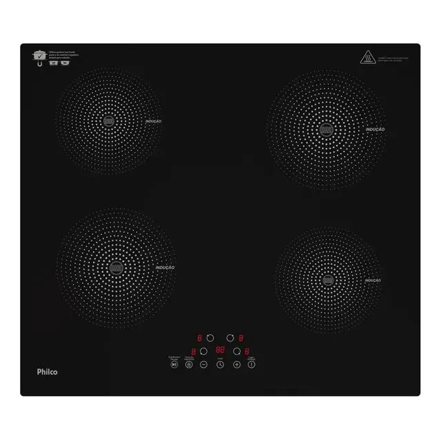 Fogão Cooktop De Indução Philco 4 Bocas Pct40a 9 Níveis+turbo Touch Preto 220v