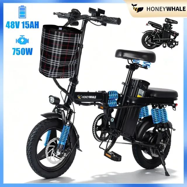 Honeywhale S6 Pro-s Bicicleta Elétrica, 750w-15ah-45km-35km/h-125kg, Scooter... Preto