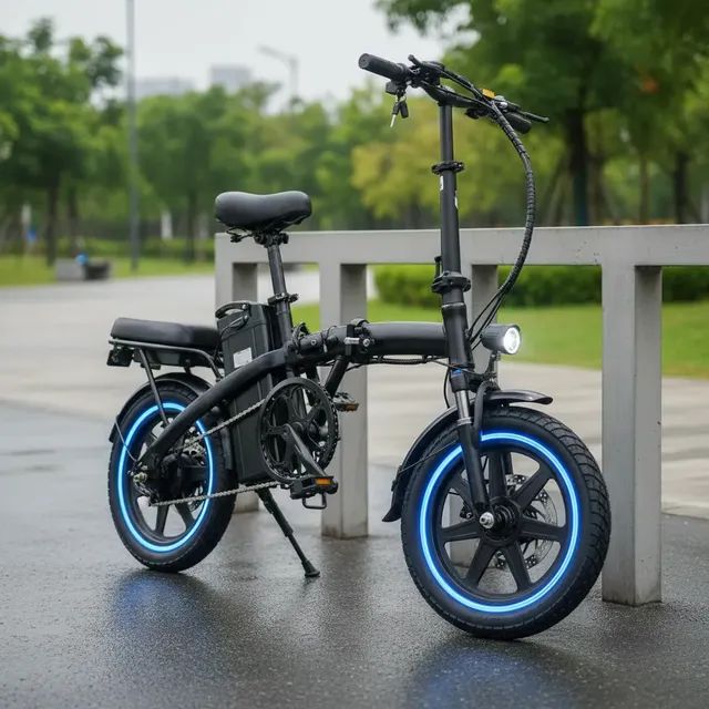 Bicicleta Elétrica Dobrável 350w Bateria 48v 7.8ah + Brinde Preto 14