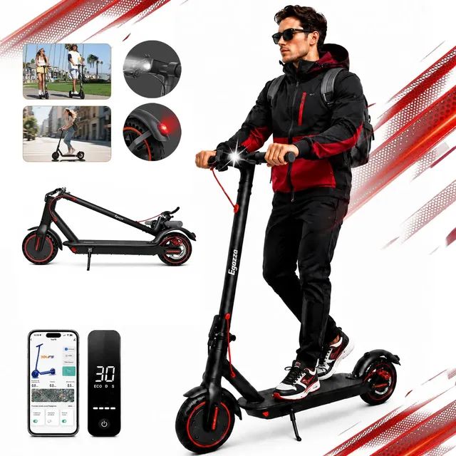 Patinete Elétrico Adulto Egazza Dobrável 30km/h Até 120kg Preto Fosco 7.8ah