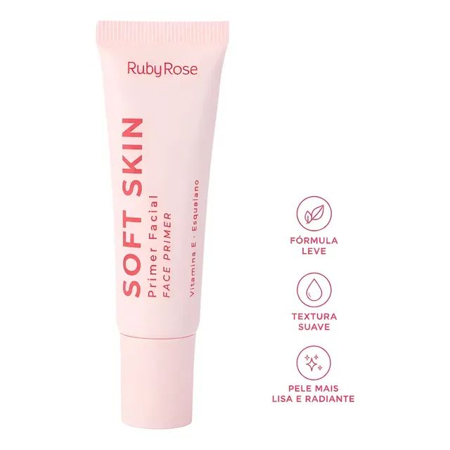 Primer Facial Soft Skin Ruby Rose Pele Lisa Poros Invisíveis Rosa