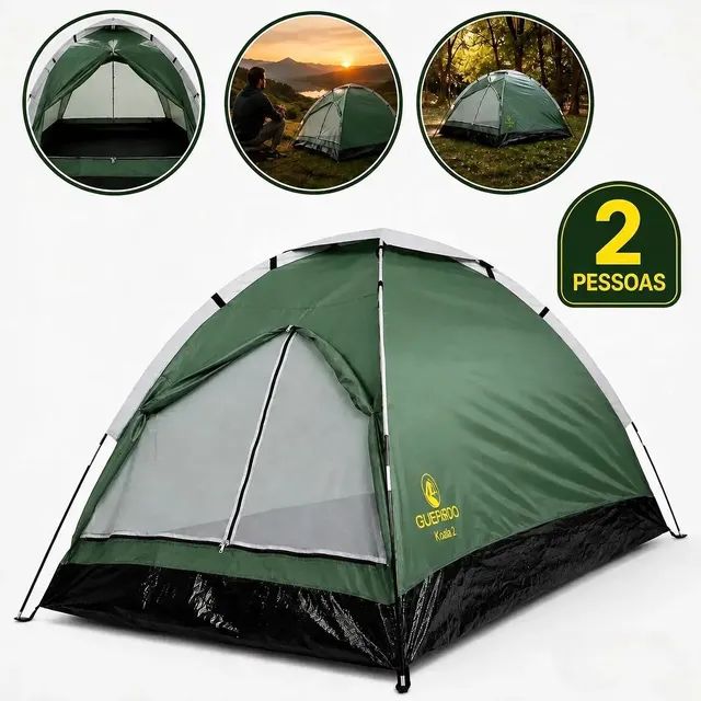 Barraca Iglu De Camping 2 Pessoas Impermeável Acampamento Verde (120x200x105) Nautika