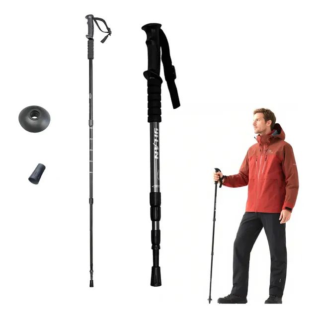Bastão De Trilha Trekking Montanhismo Caminhada Ergonômico Preto