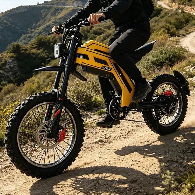 Bicicleta Bike Eletrica Off-road Hdj T3000 52v 80km Gt73 Amarelo M