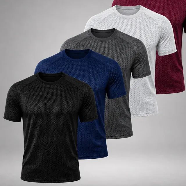 Camiseta Masculina Divine Dry Fit Curta - Kit 5 Unidades P Am C Cc Vi Colmeia G