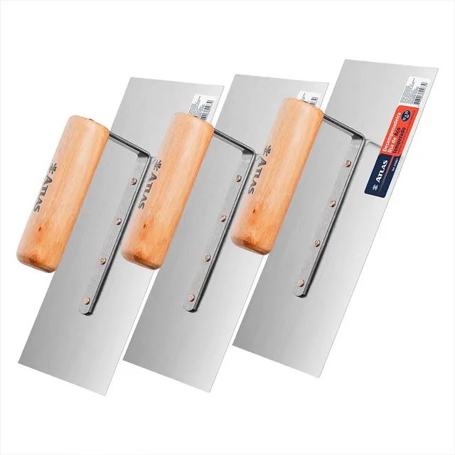 Desempenadeira Inox Lisa Cabo Madeira Aberto At1408 Kit 3un At148 - At148