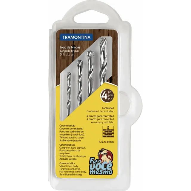 Jogo De Brocas Para Concreto 4 Peças 4mm A 8mm Tramontina