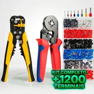 Kit Alicate Crimpar Terminal Decapador De Fio 1200 Terminais
