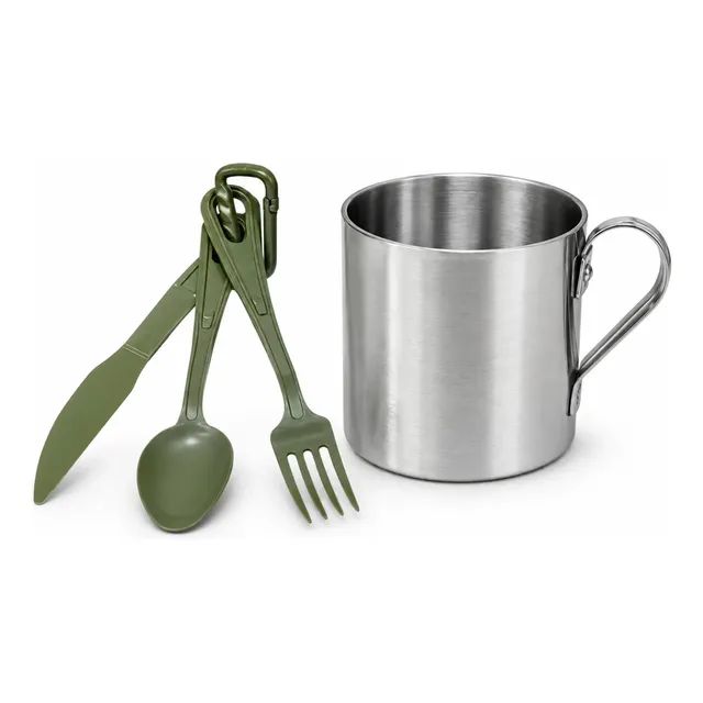 Kit Caneca + Talher Camping Acampamento Montanha Legendários