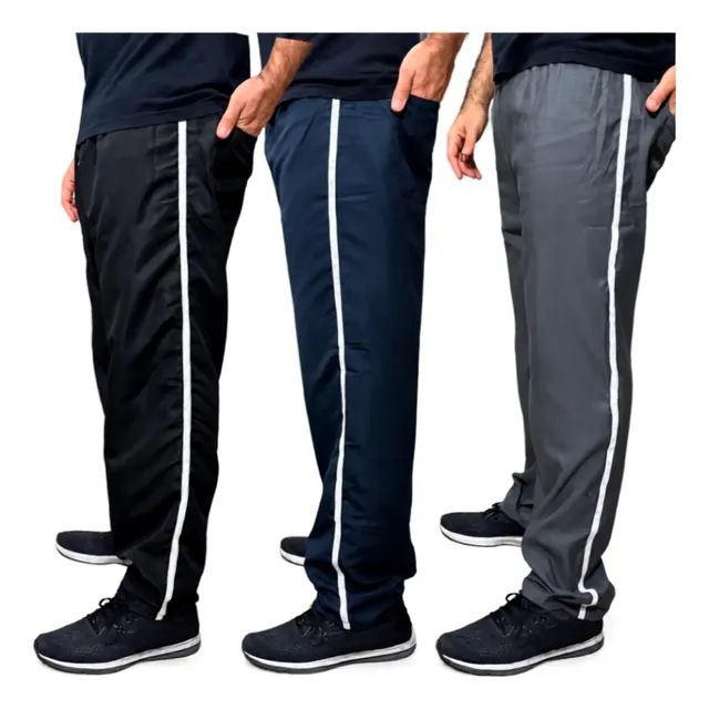 Kit Com 3 Calças De Tactel Masculinas