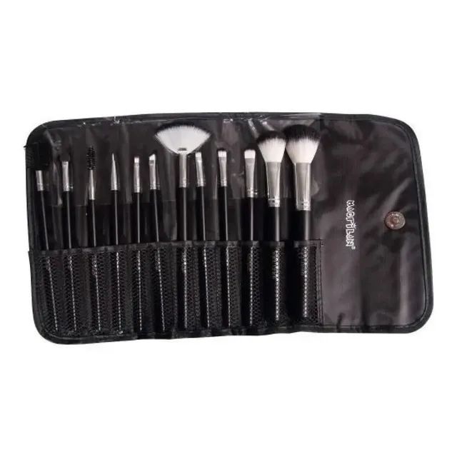 Kit de 12 pincéis para maquiagem Macrilan KP1-5E cor preto