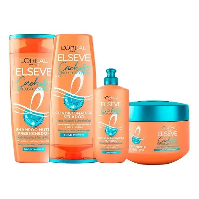 Kit Elseve Cachos Longos Dos Sonhos Shampoo+cond+másc+creme