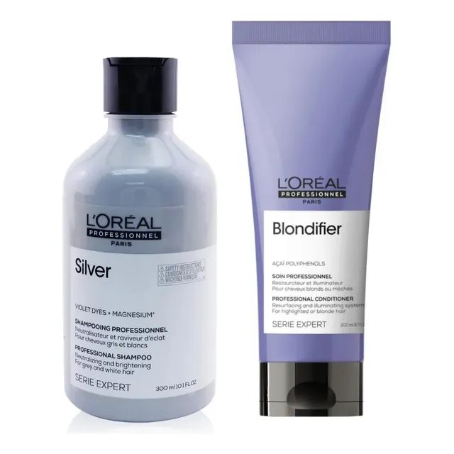 Silver Shampoo 300ml + Blondifier Condicionador 200ml Kit Blonde Matizador E Nutrição L'oréal Professionnel